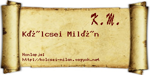 Kölcsei Milán névjegykártya