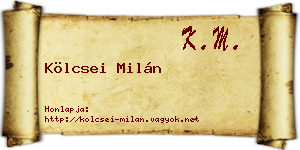 Kölcsei Milán névjegykártya