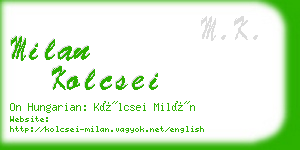 milan kolcsei business card